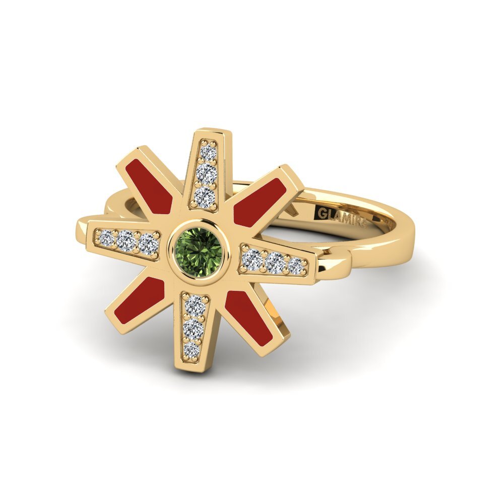 Ringe Stern Grüner Saphir