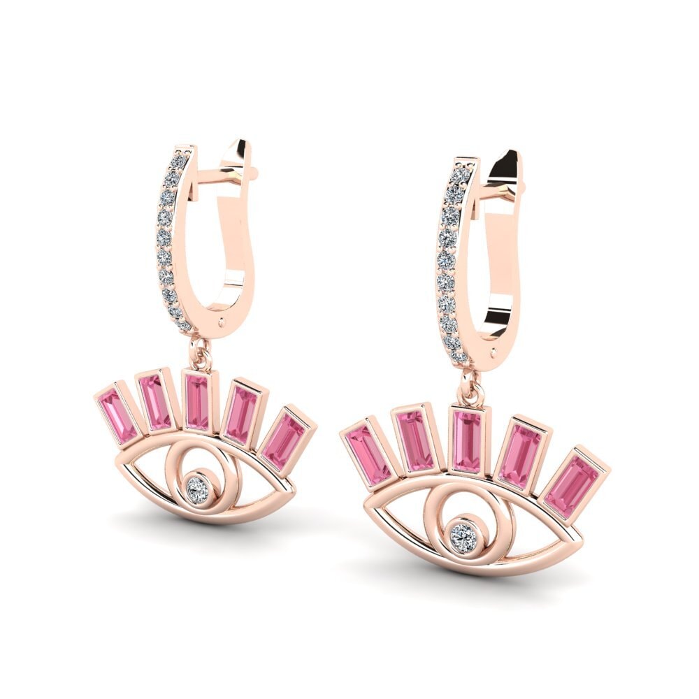 Roze Saffier Dames Oorbellen Applin