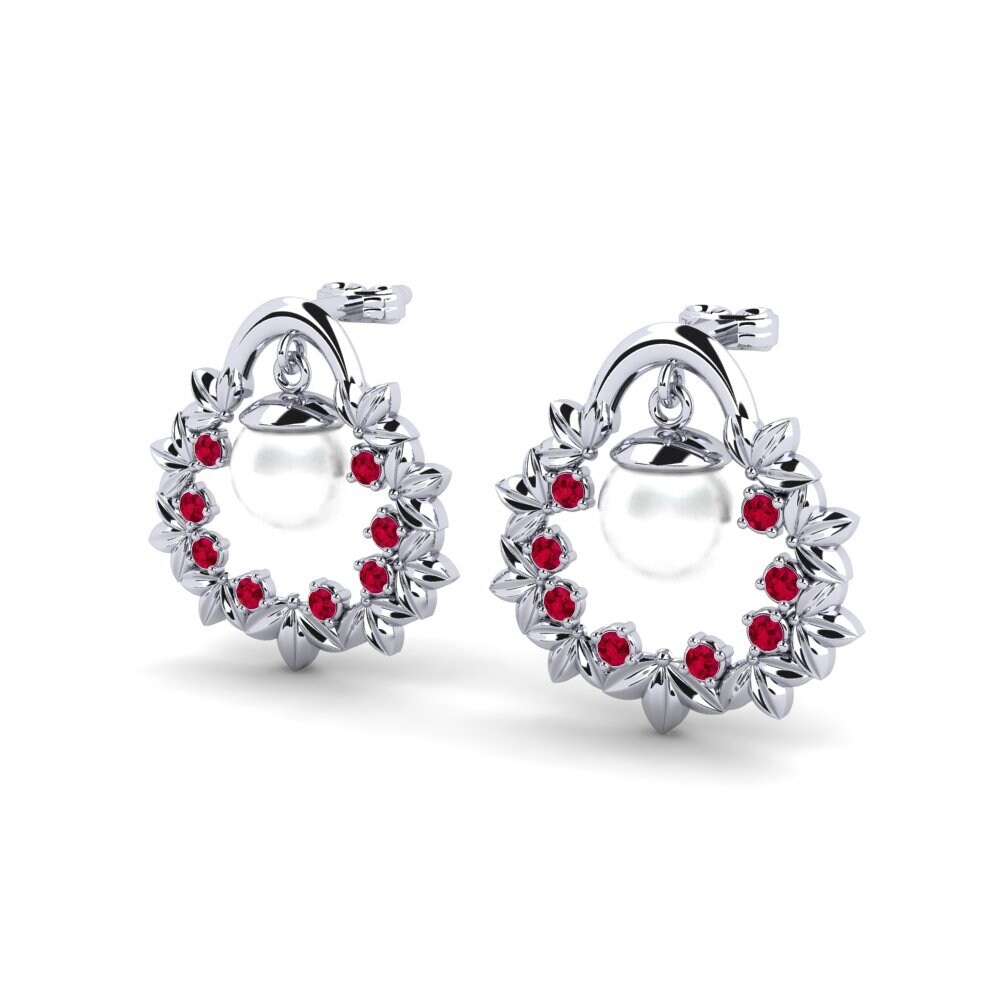 9ct White Gold Ruby Women's Earring Appui