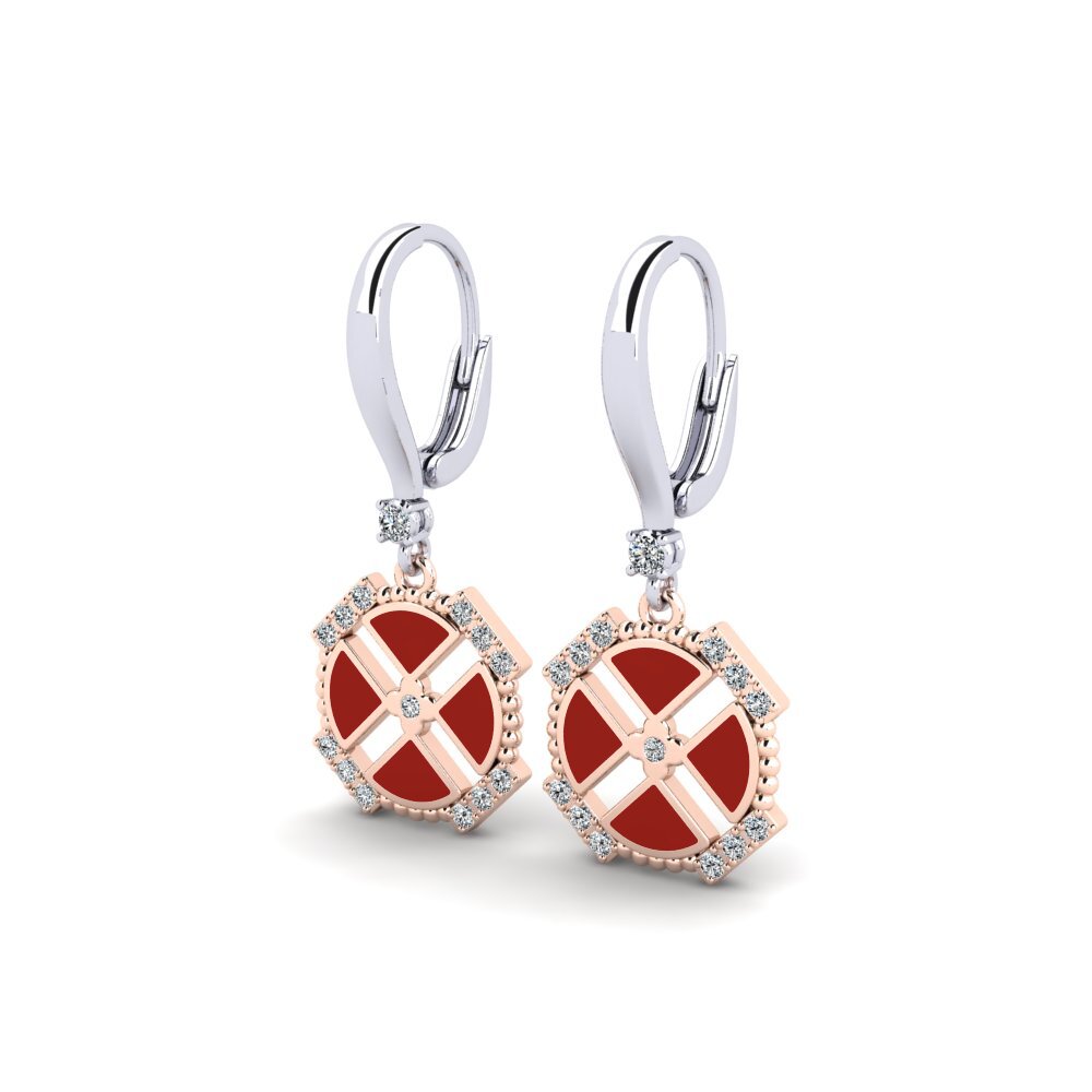 14k 화이트 & 로즈 골드 여성 귀걸이 Apropata