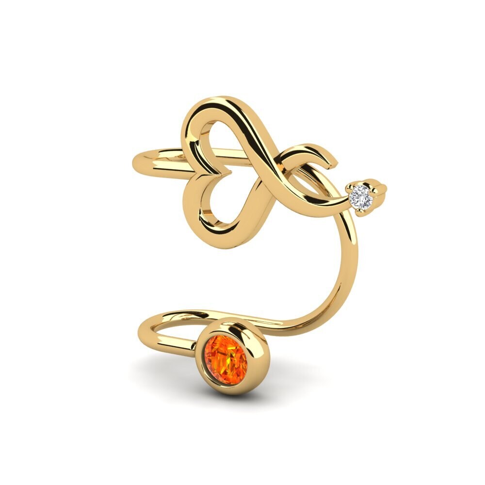 14ct Yellow Gold Orange Sapphire Women's Earring Apsuvai