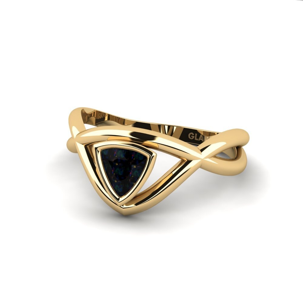 Trillion Black Opal Engagement Ring Aquakel