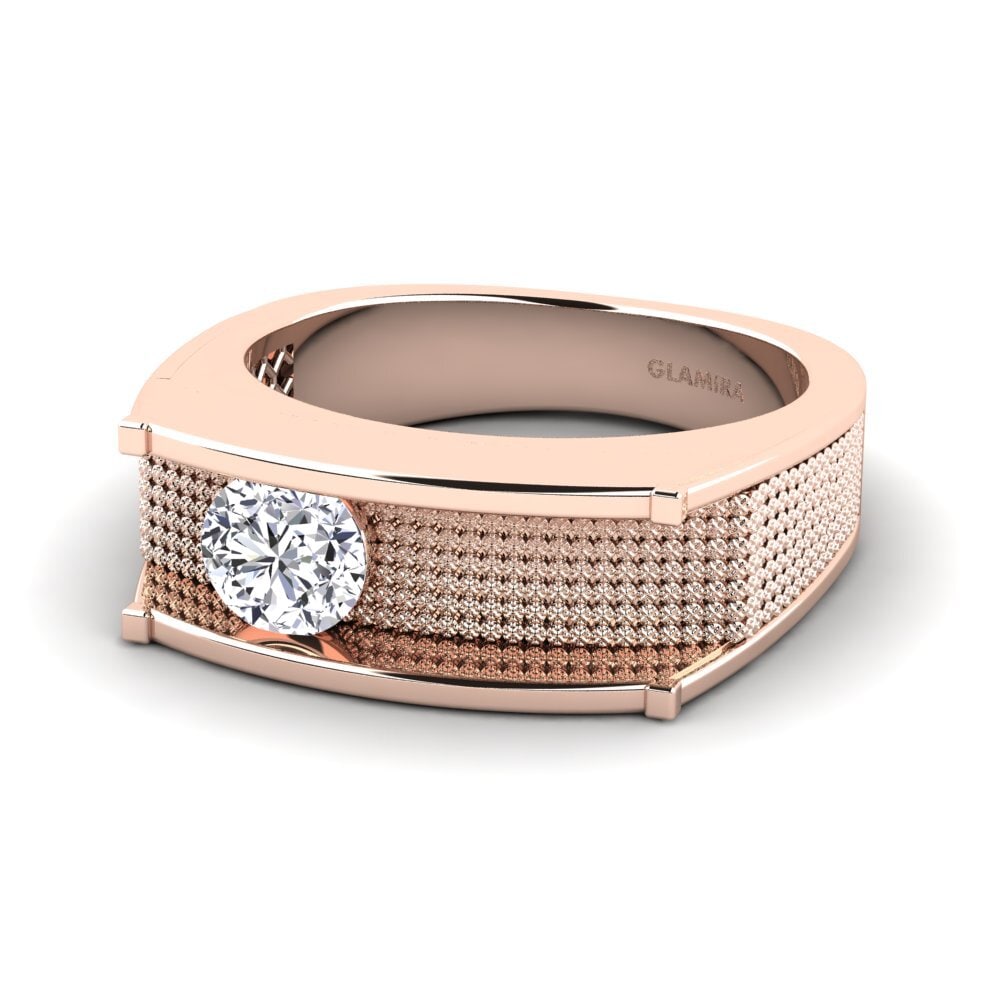 Oro Rosso 750 Diamante Anello da uomo Aquil