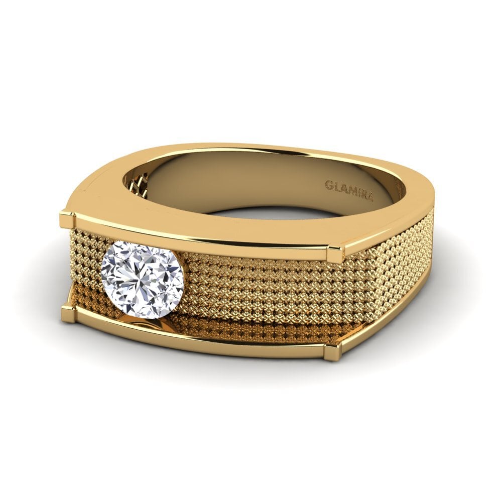 18ct Yellow Gold Diamond Men's Ring Aquil