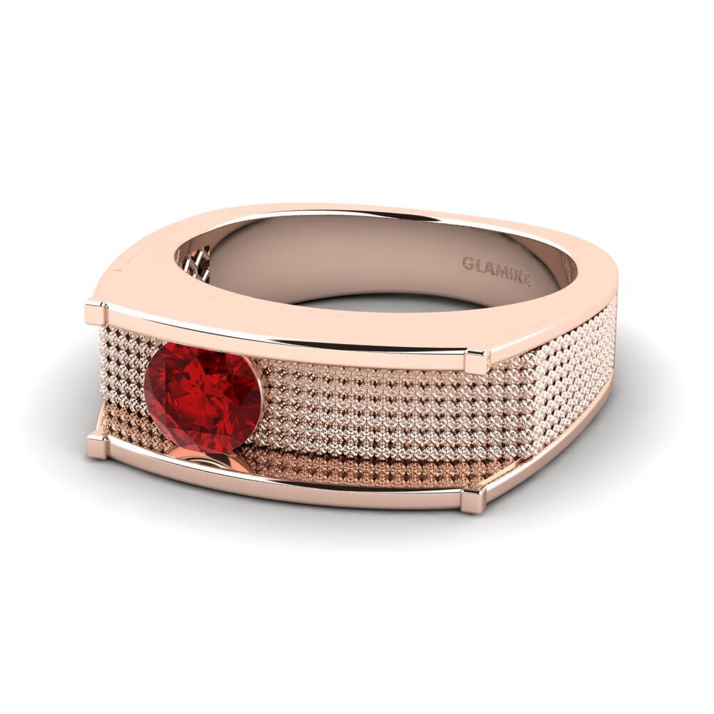 18ct Rose Gold Ruby (Lab Created) Men's Ring Aquil