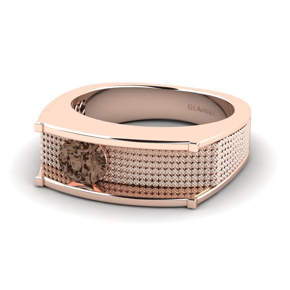 Oro Rosso 585 Quarzo Fumé Anello da uomo Aquil