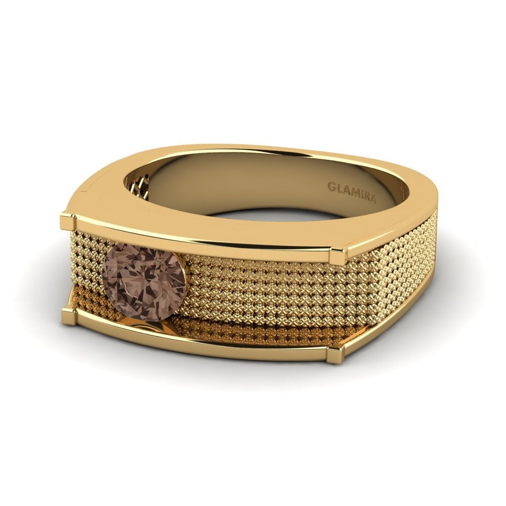 9ct Yellow Gold Smoky Quartz Men's Ring Aquil