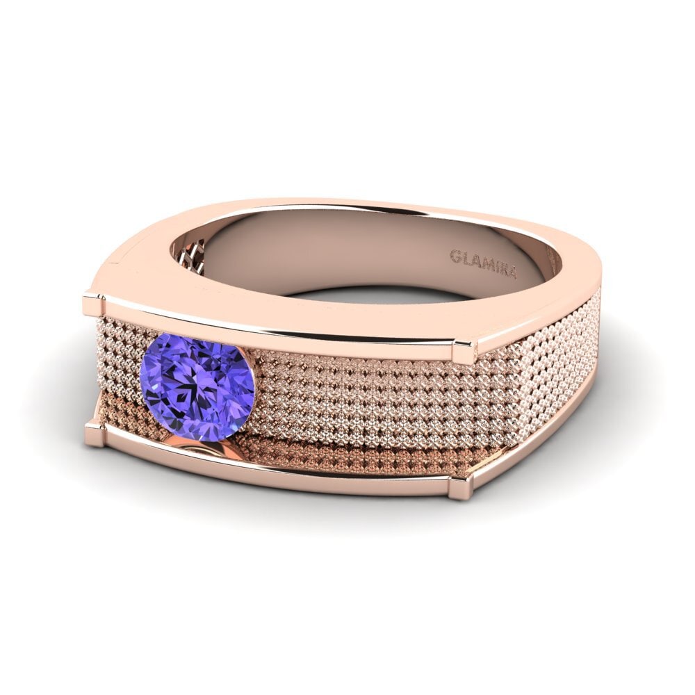 Oro Rosso 375 Tanzanite Anello da uomo Aquil