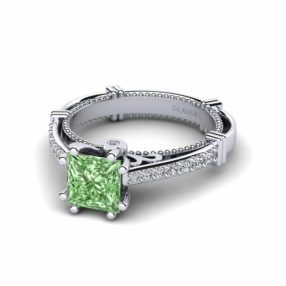 Anillos Diamante Verde Vintage