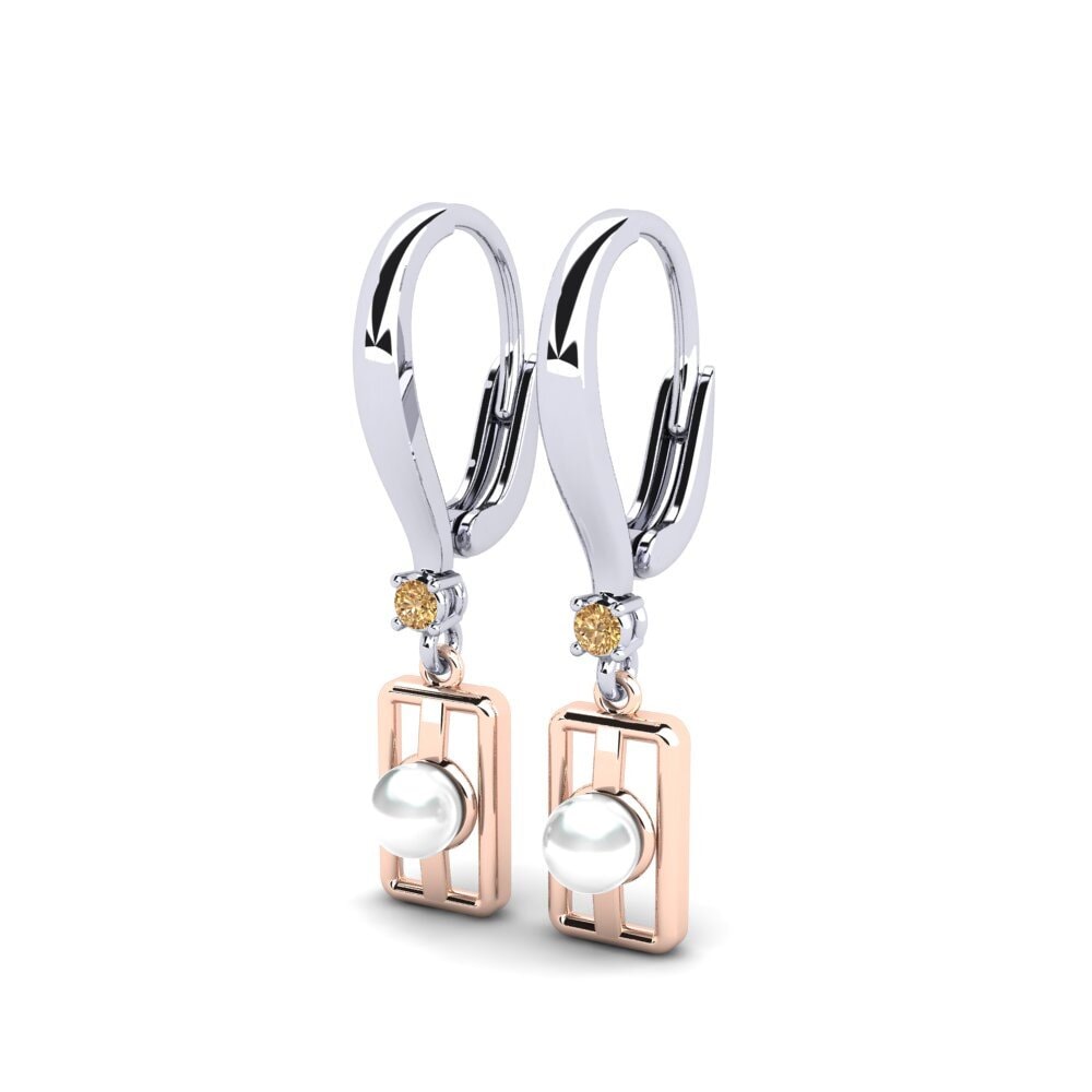 9ct White & Rose Gold Brown Diamond Women's Earring Aquyuranis