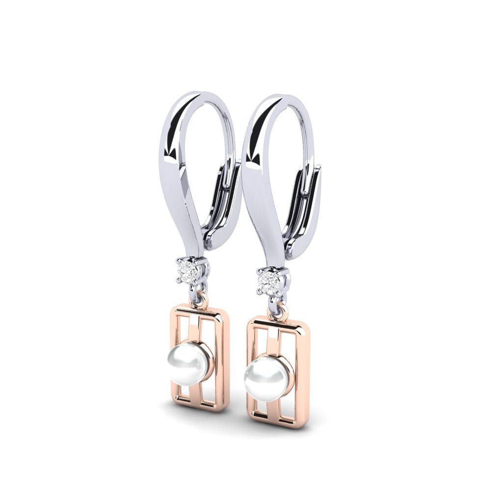 9ct White & Rose Gold White sapphire Women's Earring Aquyuranis