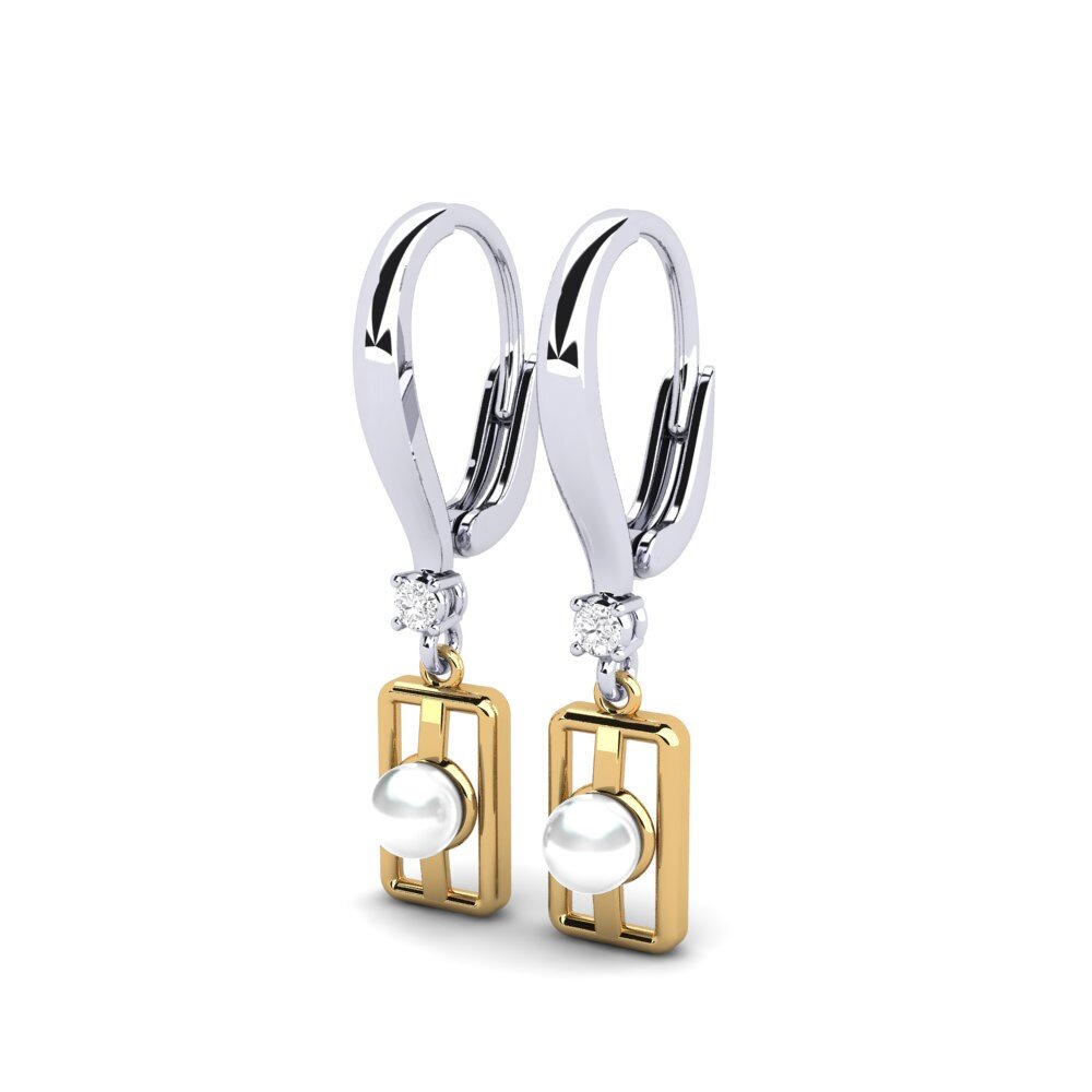 9ct White & Yellow Gold White sapphire Women's Earring Aquyuranis