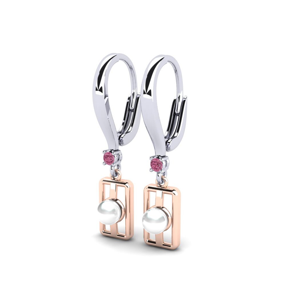 9ct White & Rose Gold Rhodolite Garnet Women's Earring Aquyuranis
