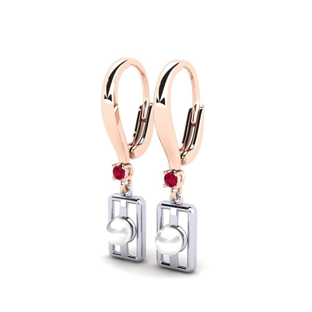 9k Oro Rosa & Blanco Rubí Pendiente de mujer Aquyuranis