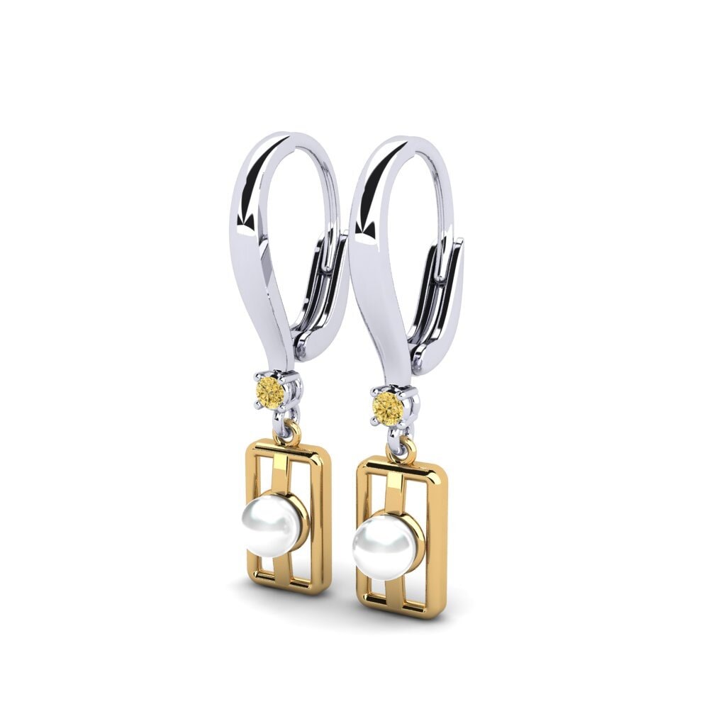 18ct White & Yellow Gold Yellow Diamond Women's Earring Aquyuranis
