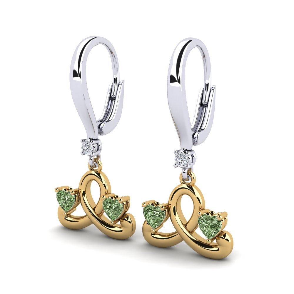 14ct White / Yellow Gold Green Diamond Women's Earring Aracari