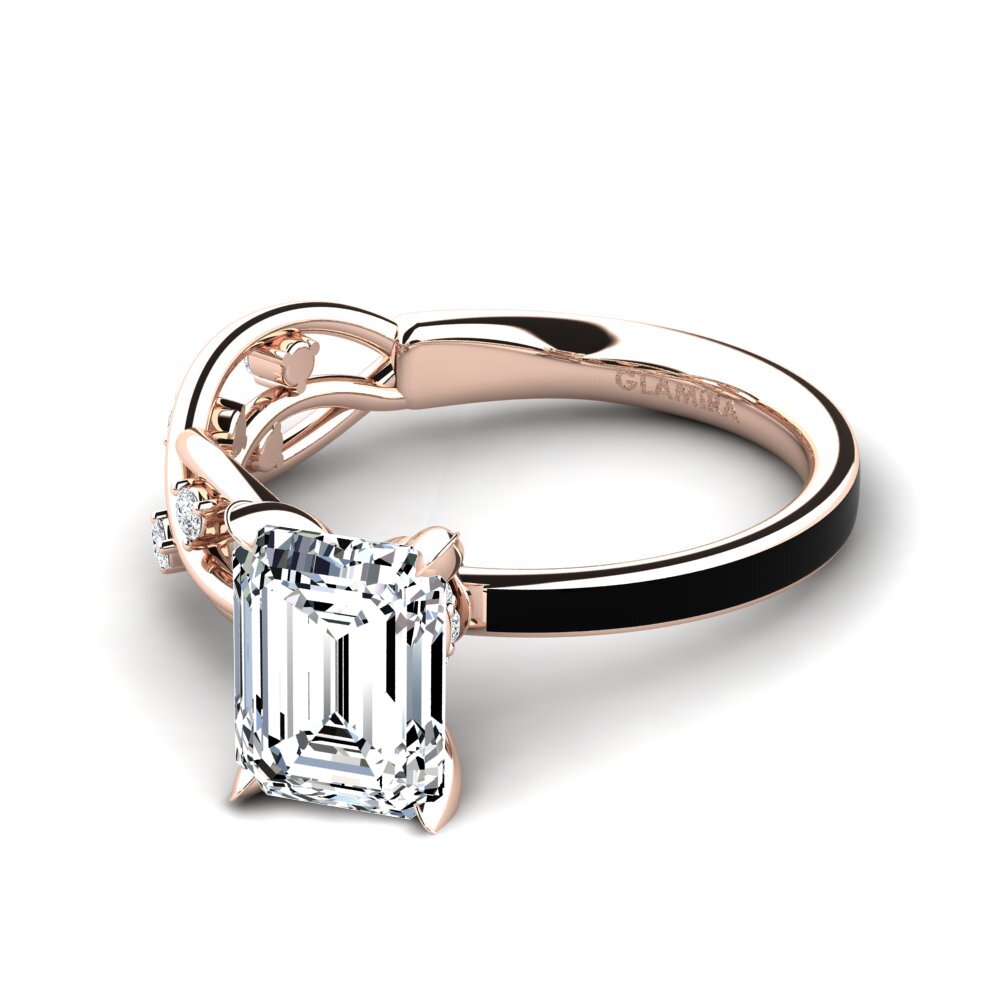 14ct Rose Gold Emerald Cut Ring Aracelis - Emerald