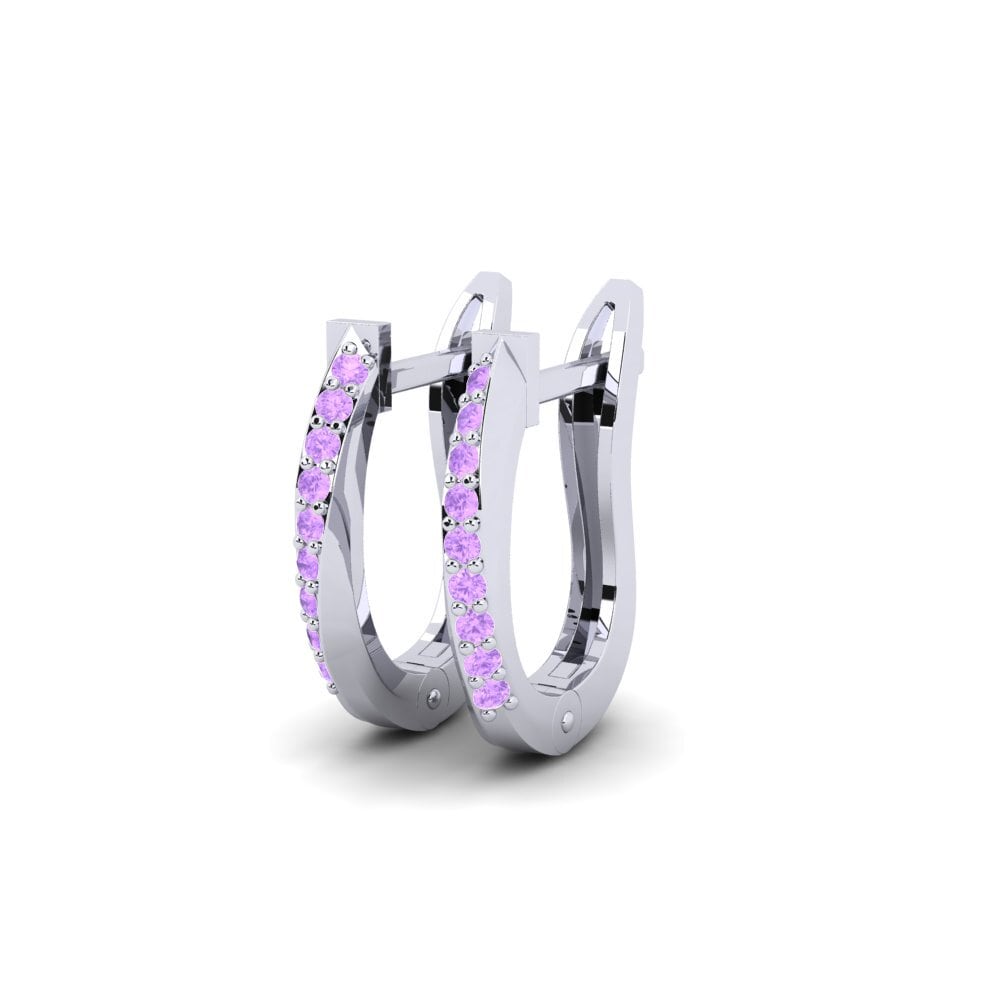 Oro Bianco 375 Ametista Orecchino da donna Arachad