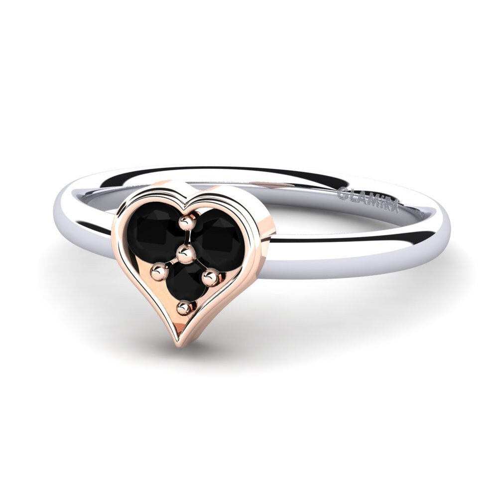 14ct White & Rose Gold Black Sapphire Ring Aralyn