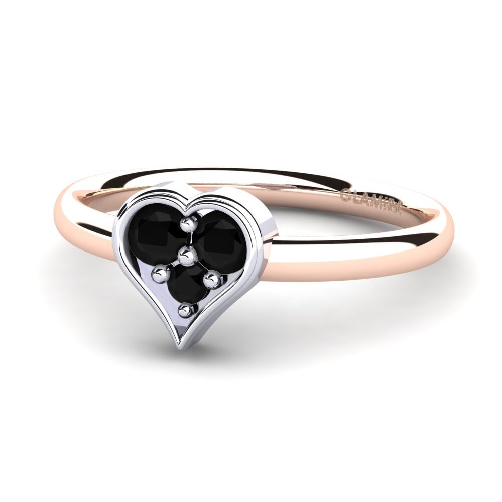 9ct Rose & White Gold Black Diamond Ring Aralyn