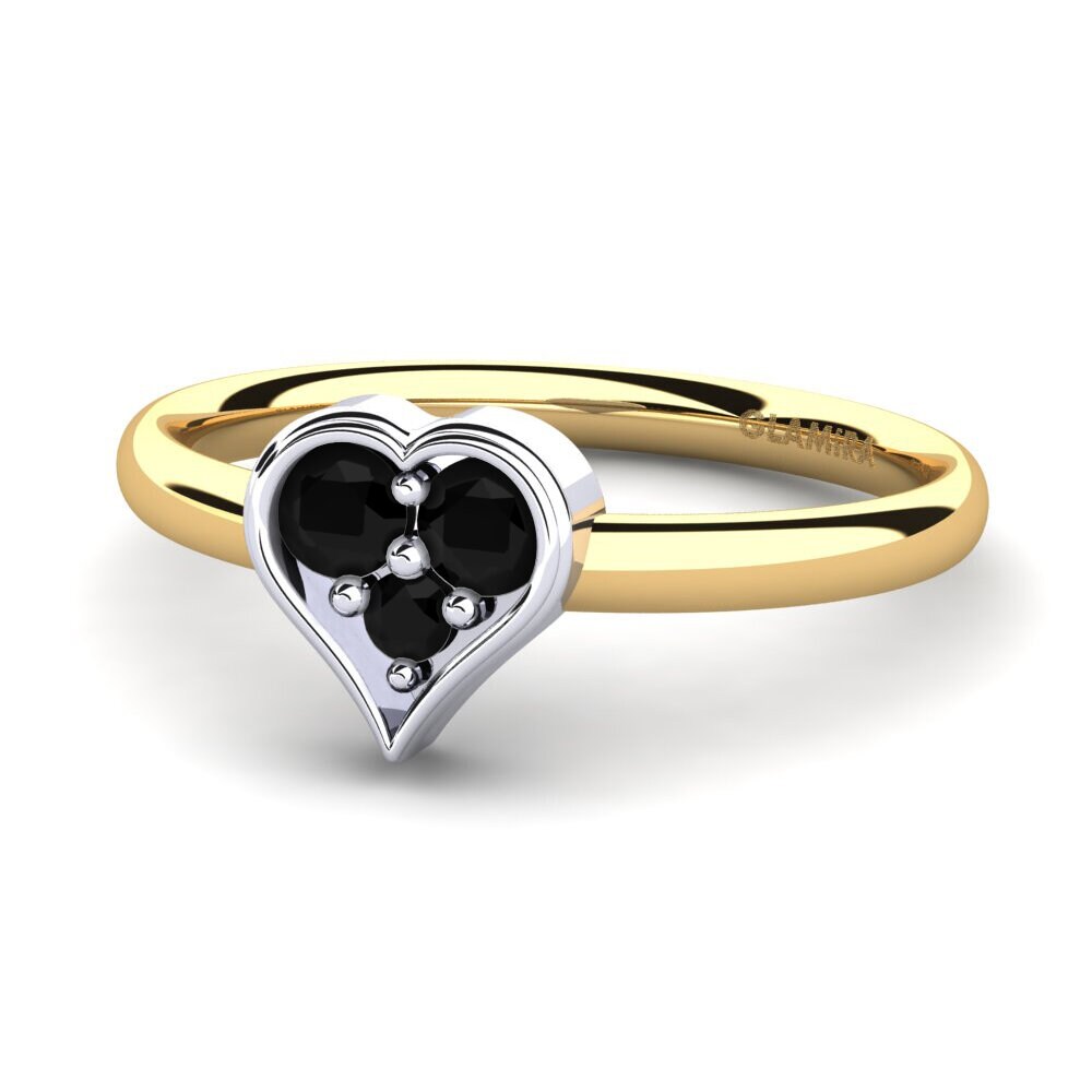 18ct Yellow & White Gold Black Diamond Ring Aralyn