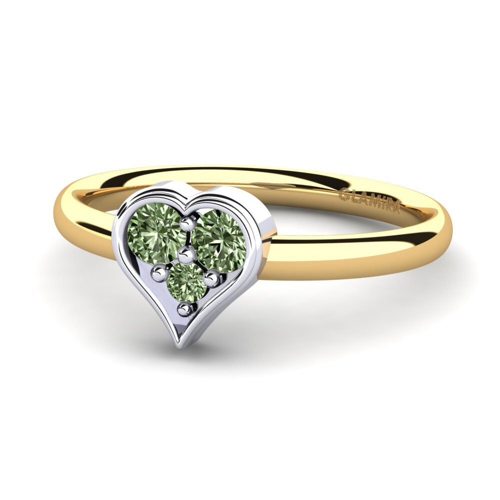 18ct Yellow & White Gold Green Diamond Ring Aralyn
