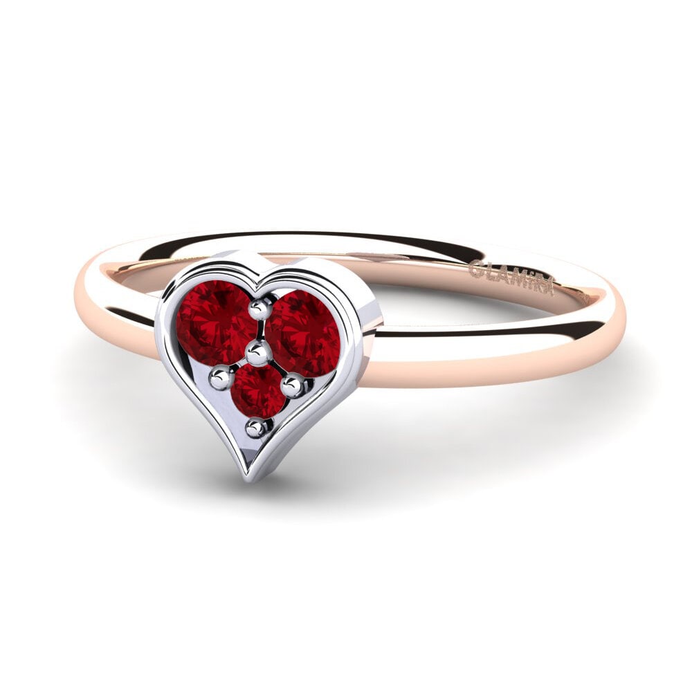 9ct Rose & White Gold Red Zirconia Ring Aralyn