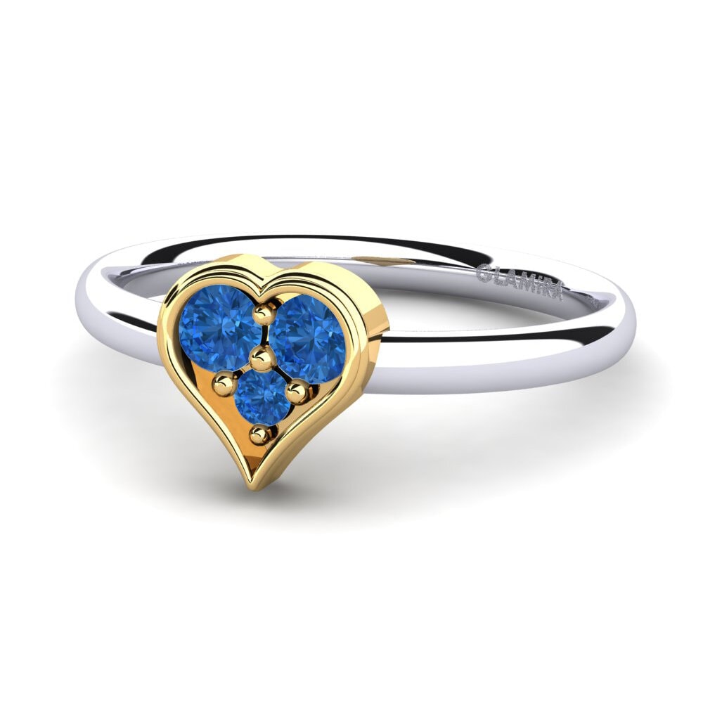 14ct White & Yellow Gold Dark Blue Zirconia Ring Aralyn