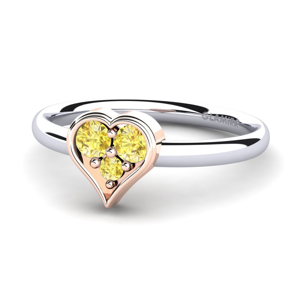 14ct White & Rose Gold Yellow Sapphire Ring Aralyn