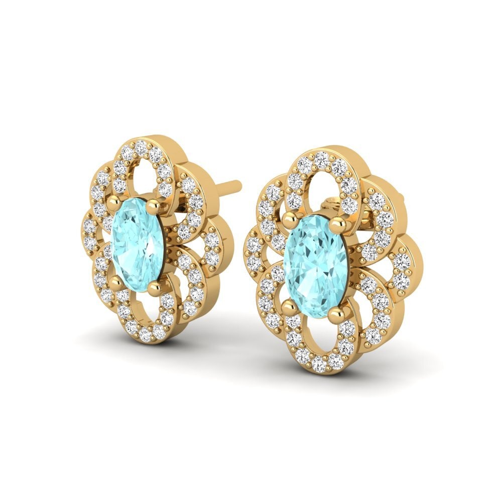 14k Oro Amarillo Aguamarina Pendiente de mujer Araminta