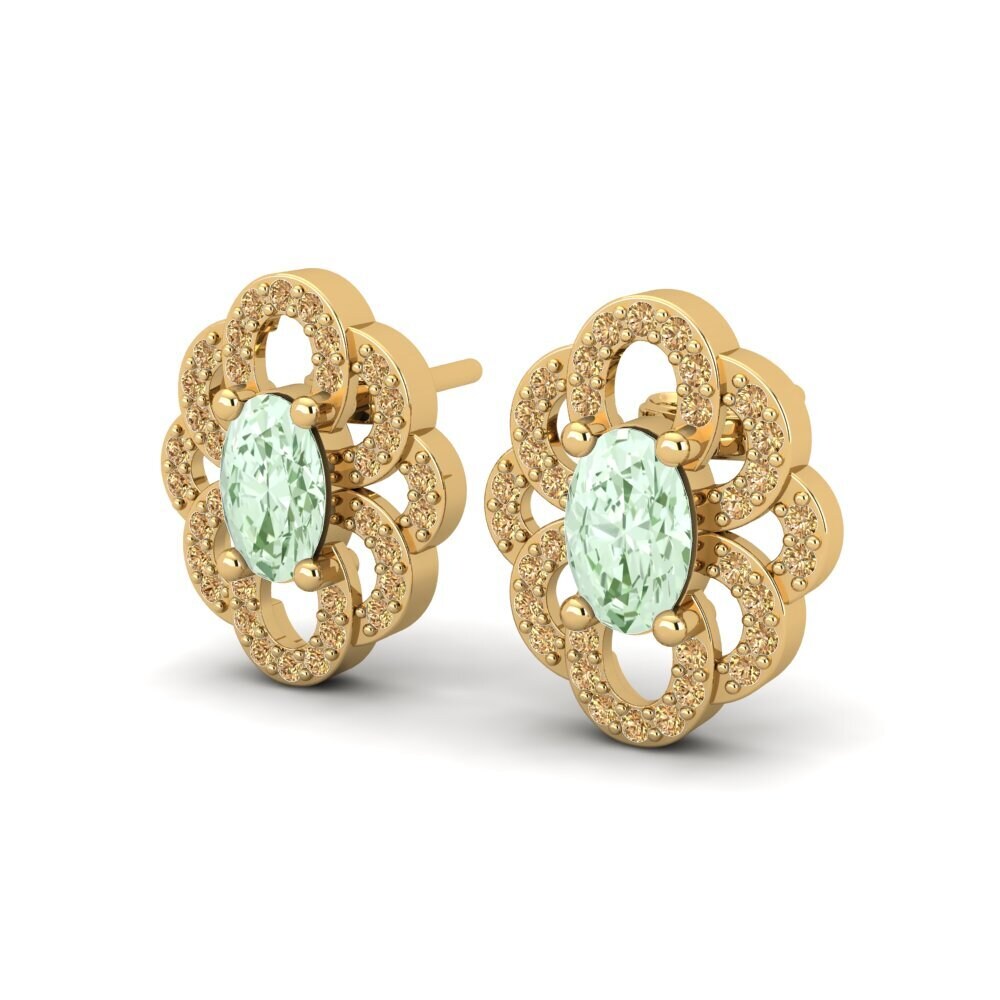 14ct Yellow Gold Green Amethyst Women's Earring Araminta