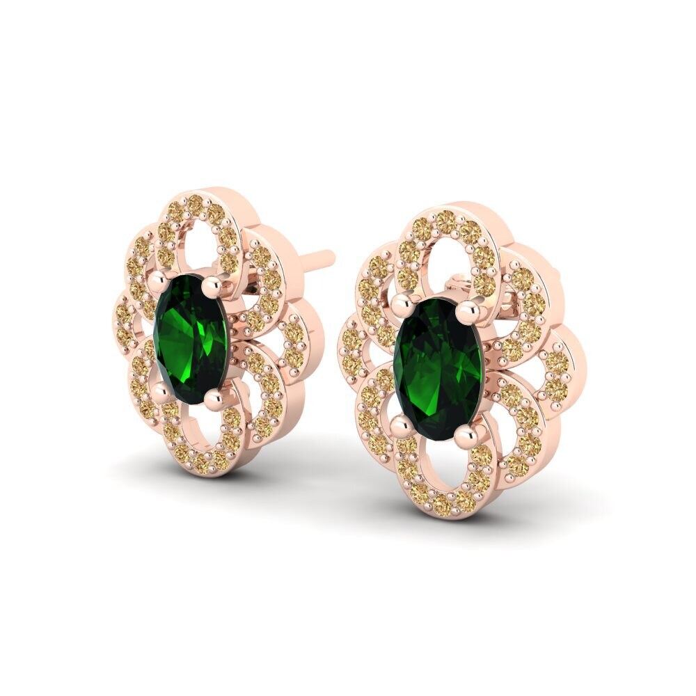 18ct Rose Gold Green Tourmaline Women's Earring Araminta