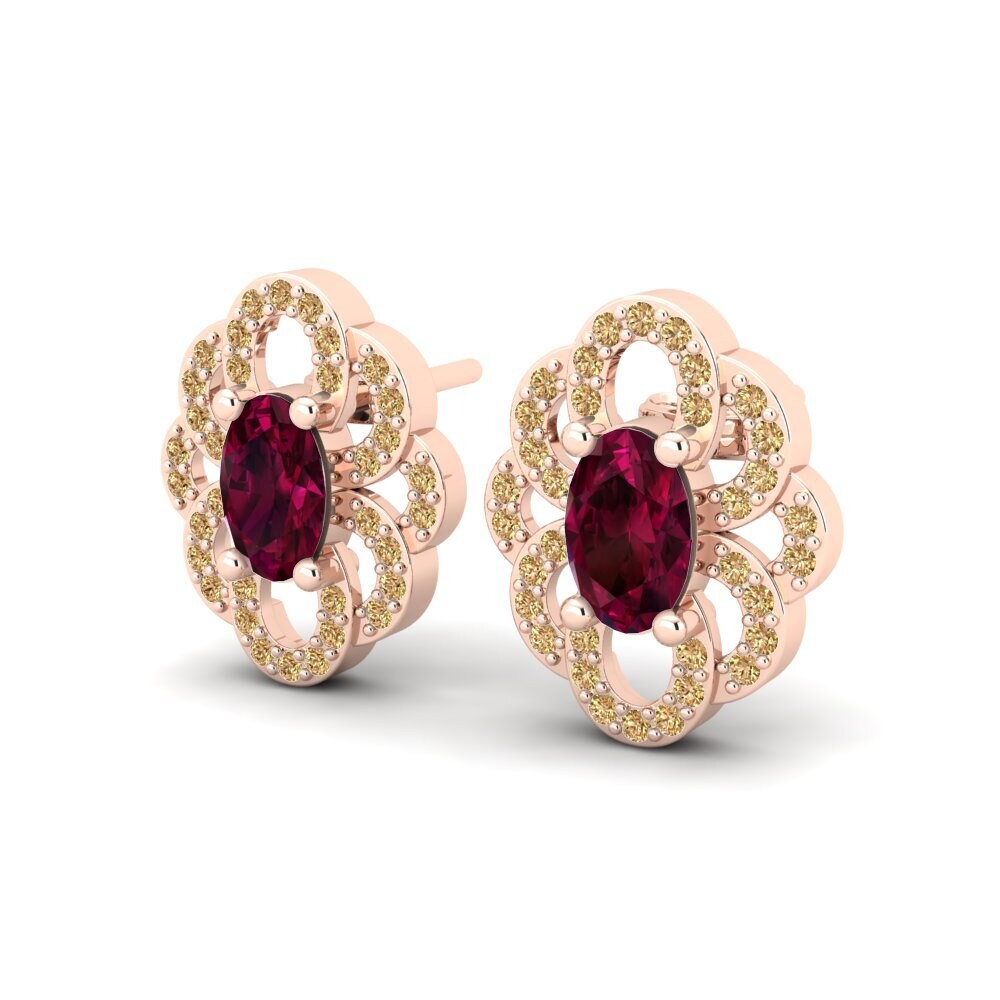 18ct Rose Gold Rhodolite Garnet Women's Earring Araminta