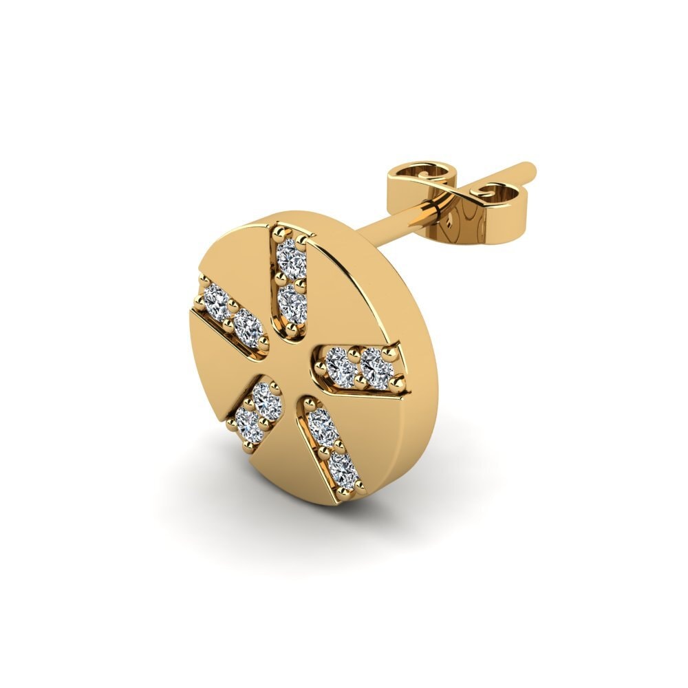 18ct Yellow Gold Zirconia Men's Earring Araquanid