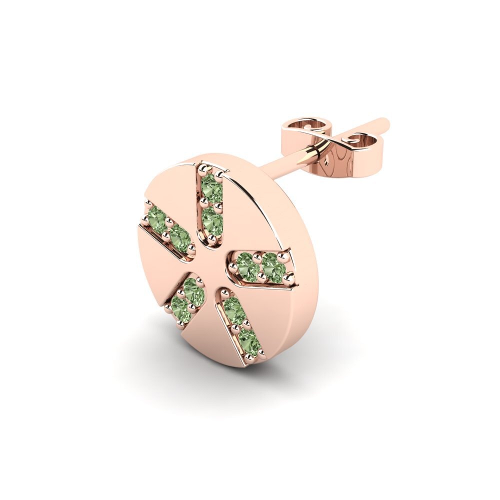 14ct Rose Gold Green Diamond Men's Earring Araquanid