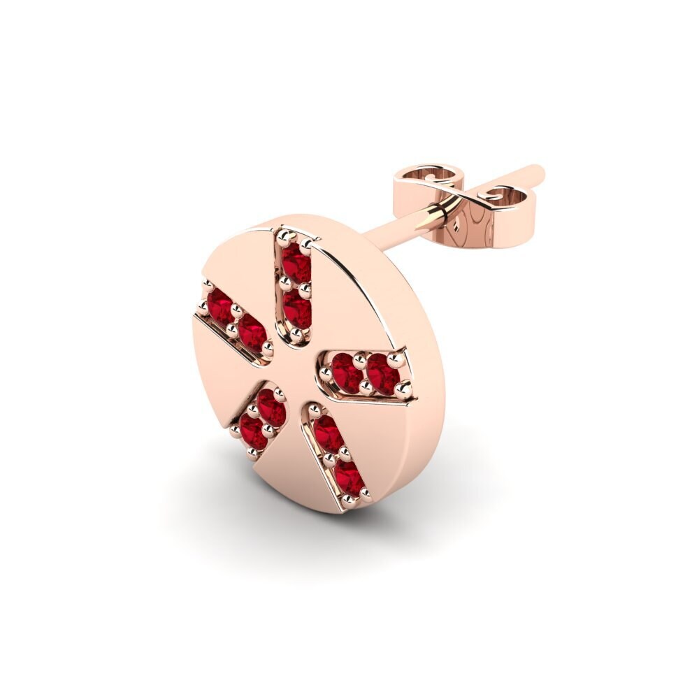 14k Oro Rosa Circonita Roja Pendiente para hombre Araquanid