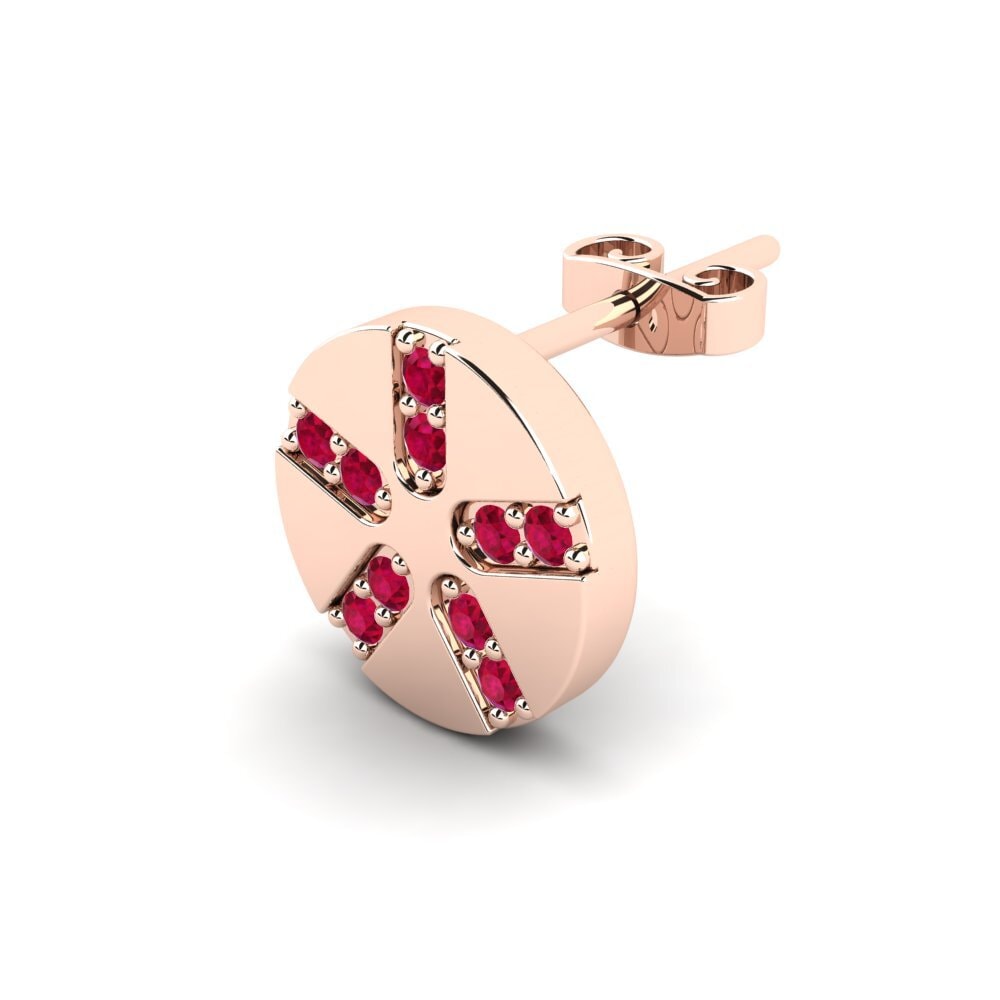 9ct Rose Gold Ruby Men's Earring Araquanid