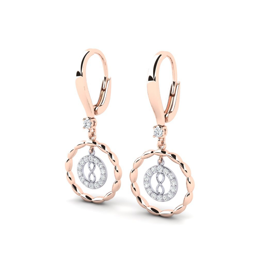 14k Oro Rosa & Blanco Pendiente de mujer Arawansas