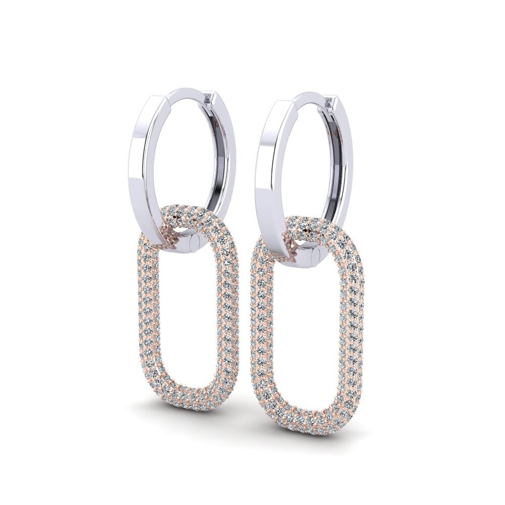9k Oro Rosa & Blanco Pendiente de mujer Archuleta