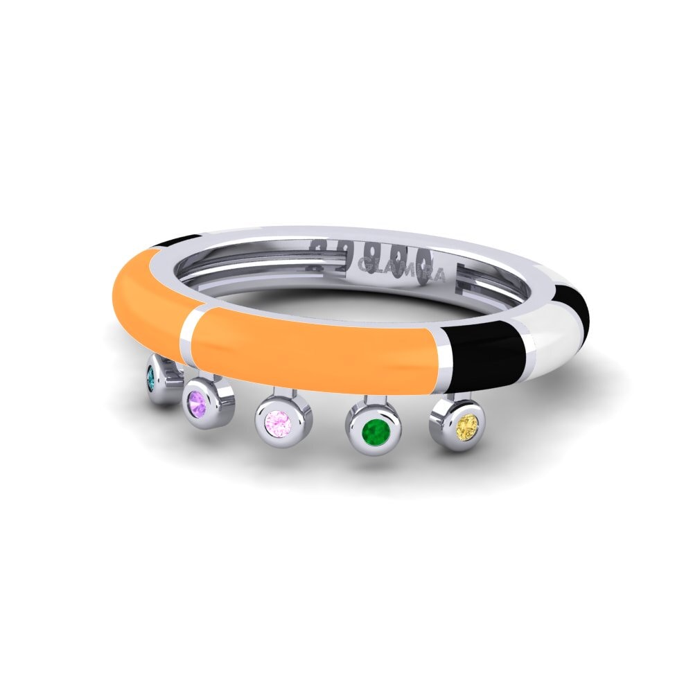 Weiß-Silber Ring Arcobaleno
