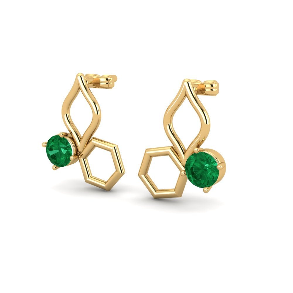 14ct Yellow Gold Emerald (Lab Created) Women's Earring Ardath