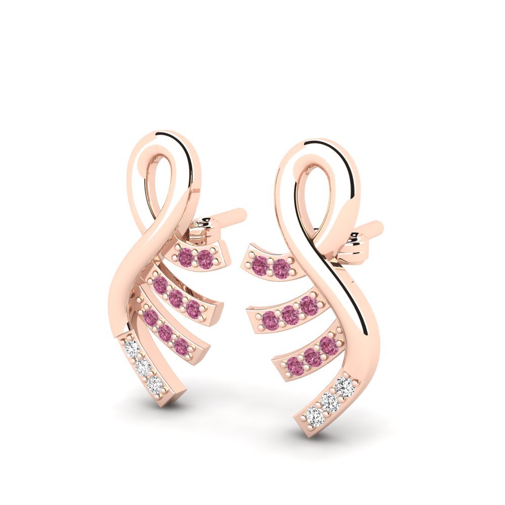 14k Oro Rosa Granate Rhodolite Pendiente de mujer Ardena