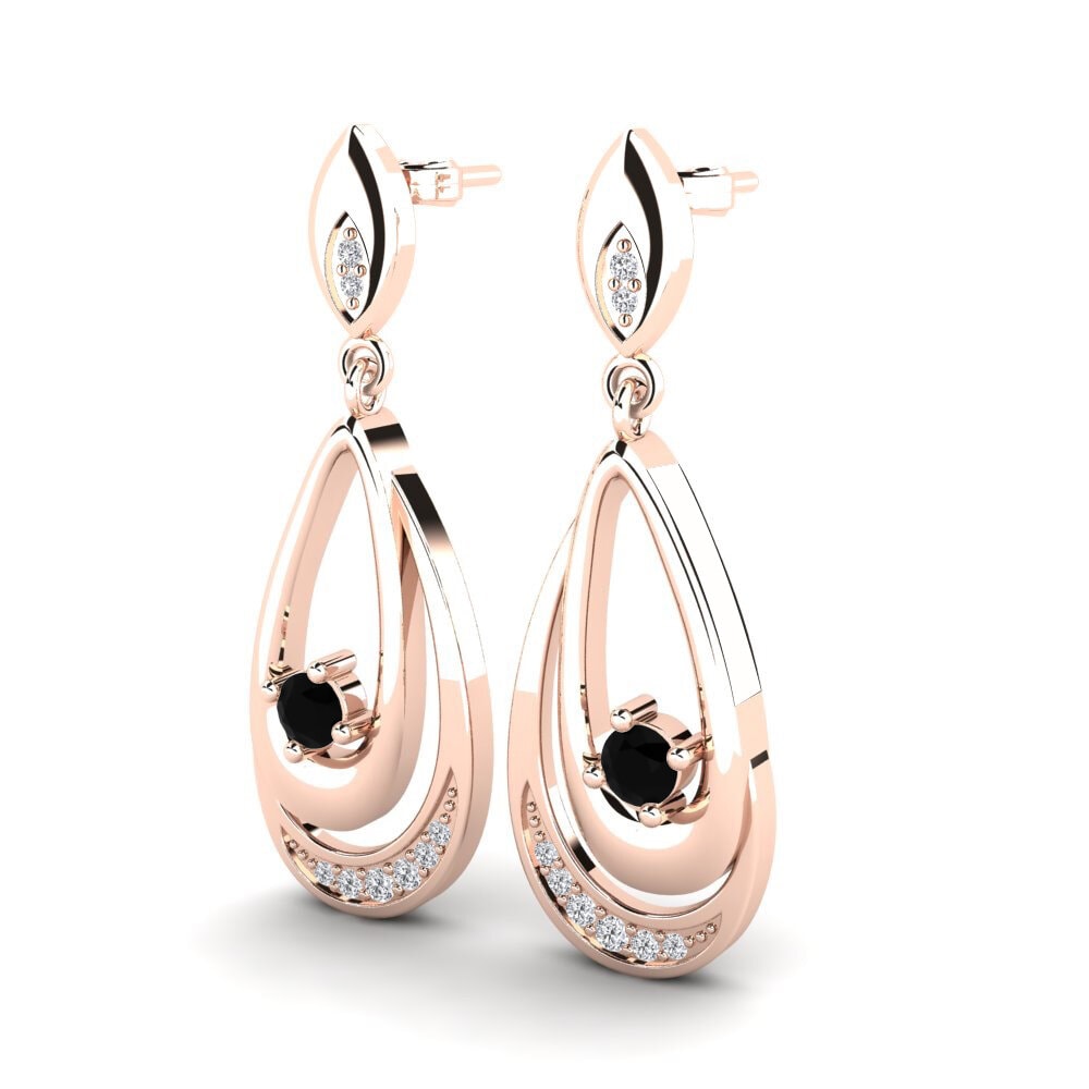 14ct Rose Gold Black Sapphire Women's Earring Ardhendu