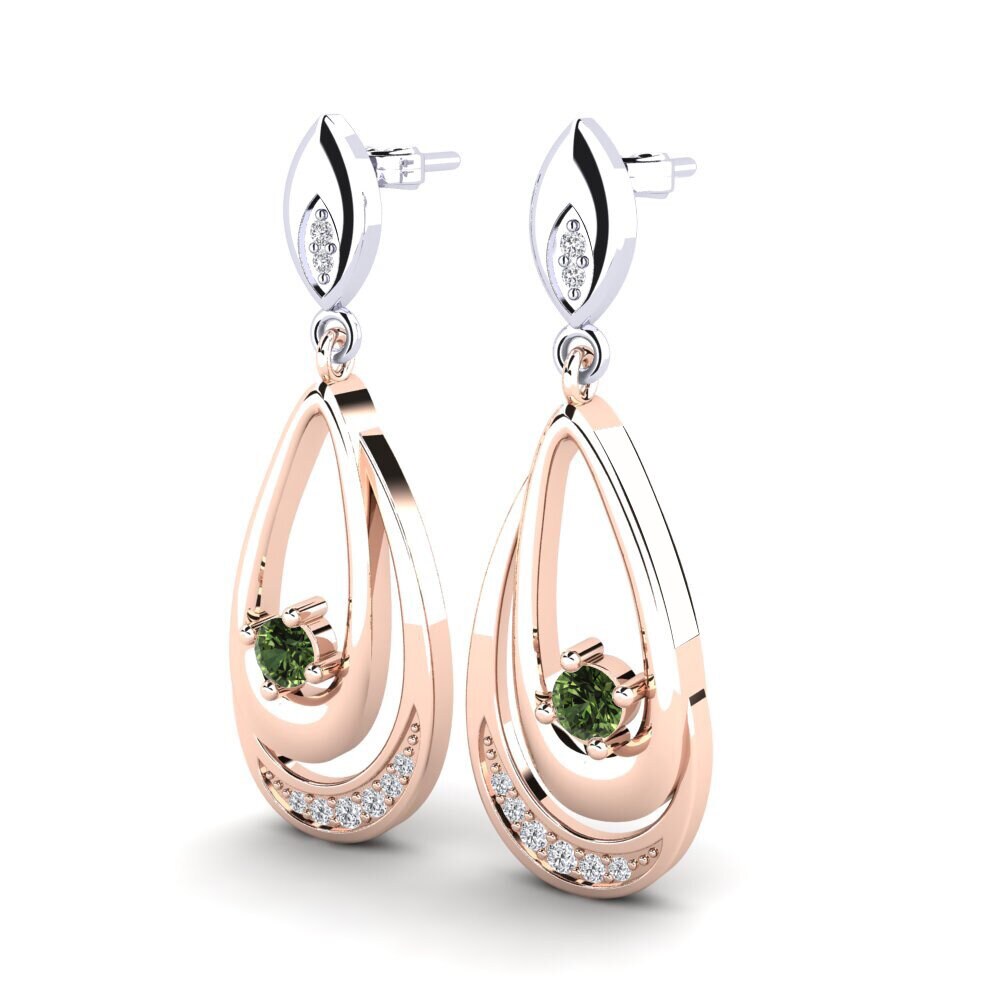 14ct Rose / White Gold Green Sapphire Women's Earring Ardhendu