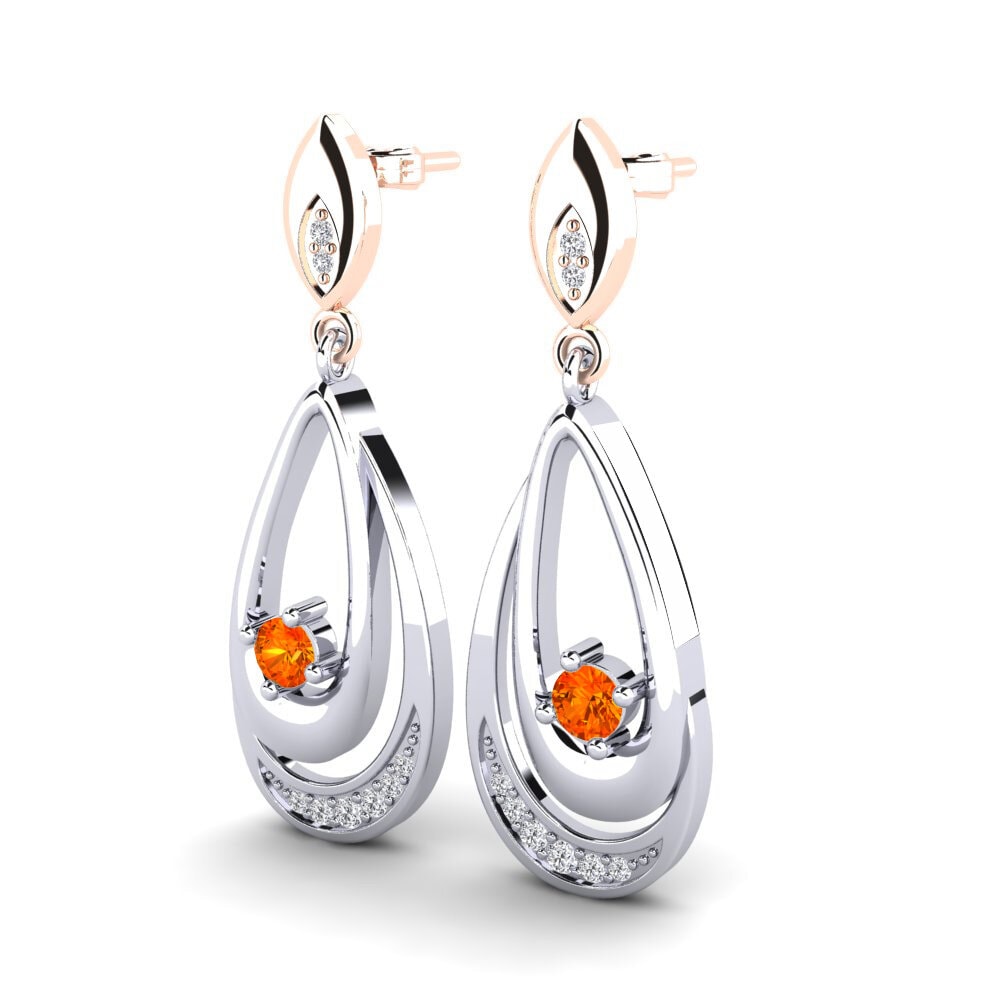 9K White & Rose Gold Orange Sapphire Earring Ardhendu