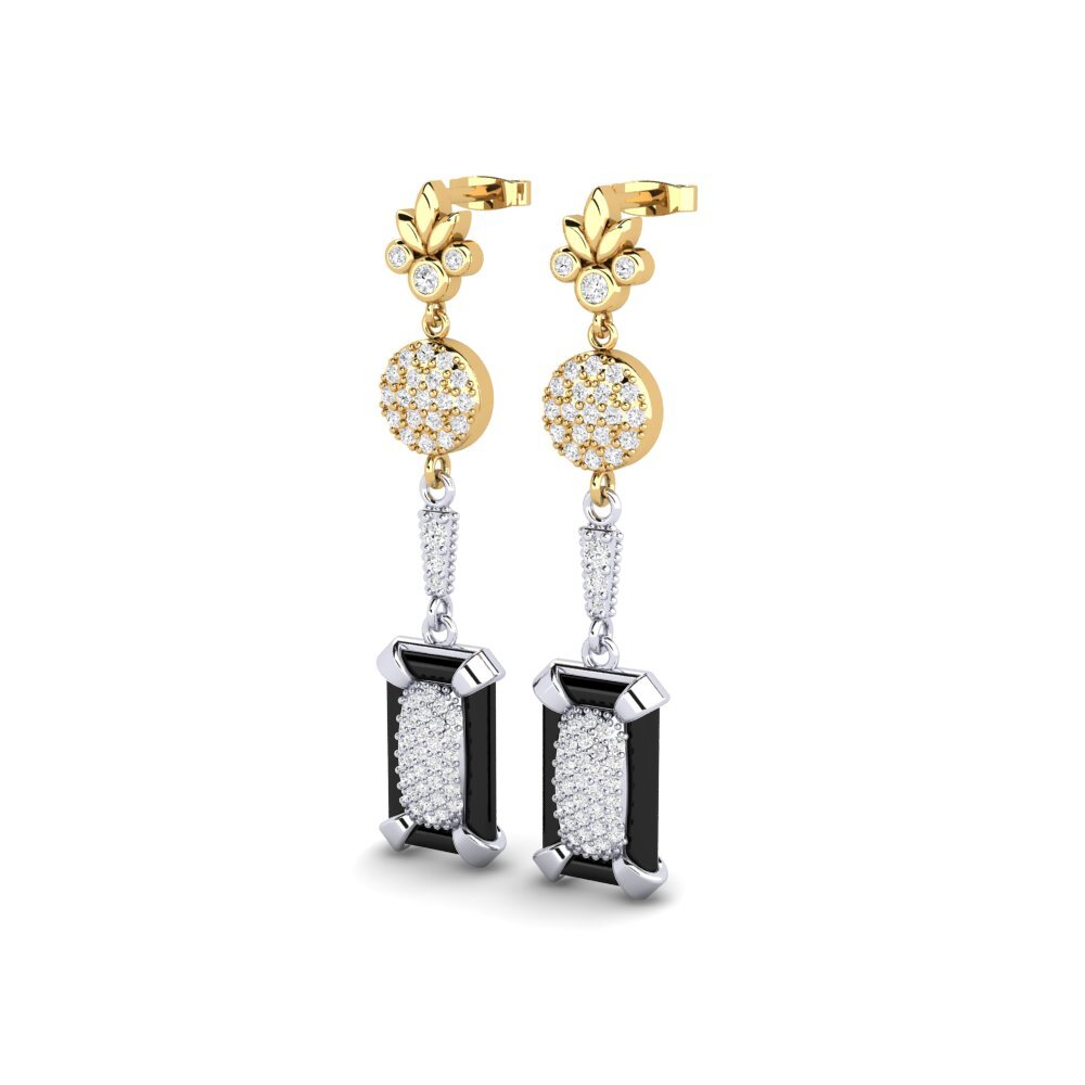 9k Oro Amarillo & Blanco Zafiro blanco Pendiente de mujer Ardit