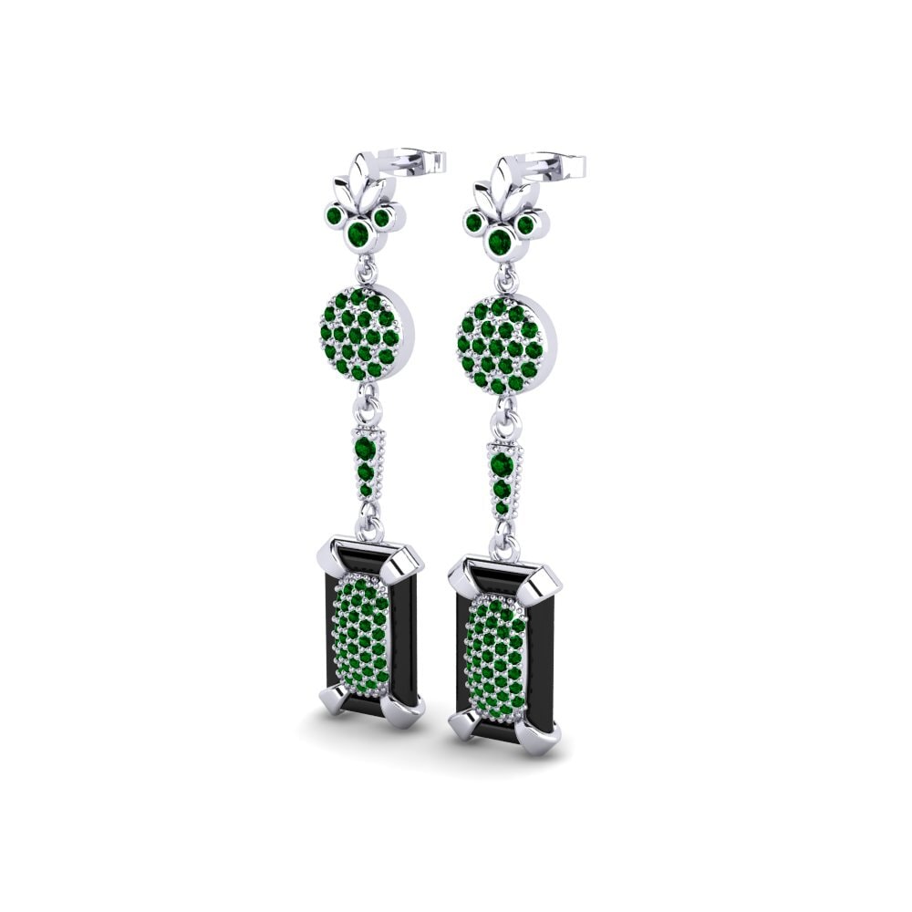 White Silver Green Zirconia Women's Earring Ardit