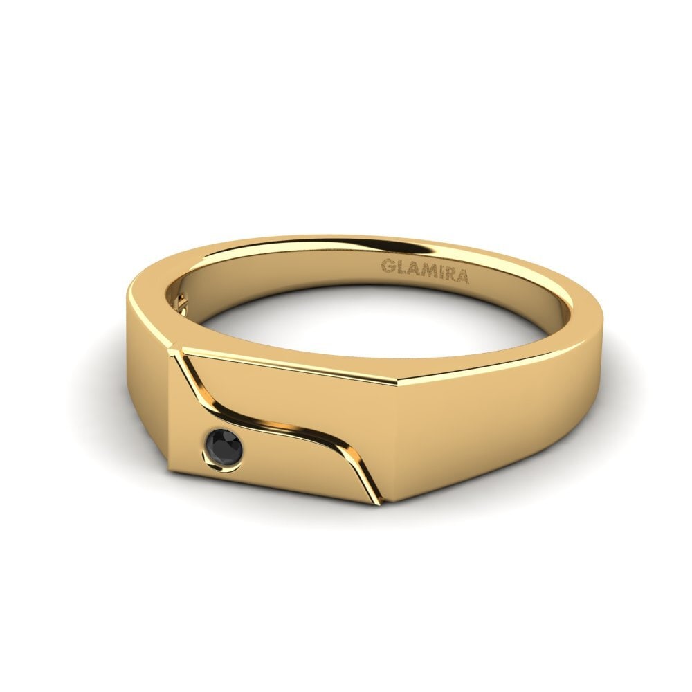 9ct Yellow Gold Black Sapphire Men's Ring Ardito