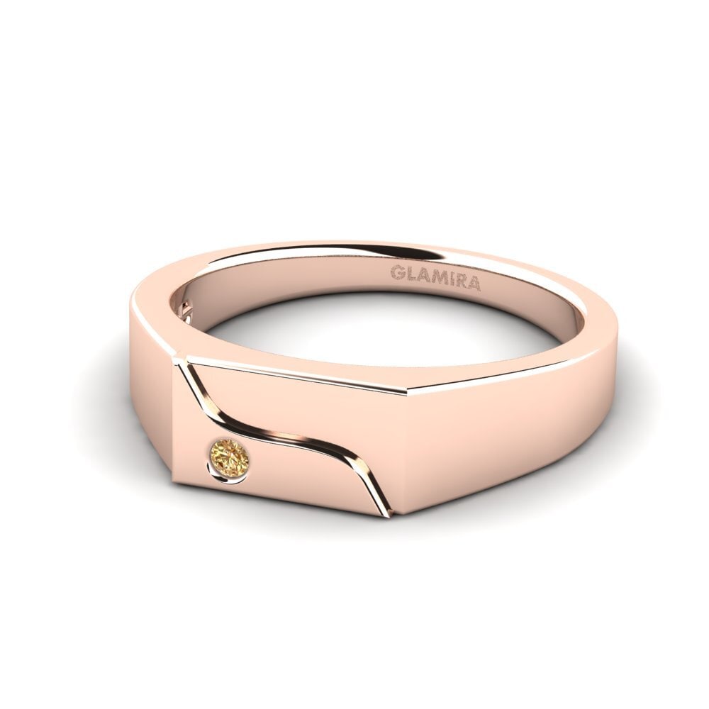 14ct Rose Gold Brown Diamond Men's Ring Ardito