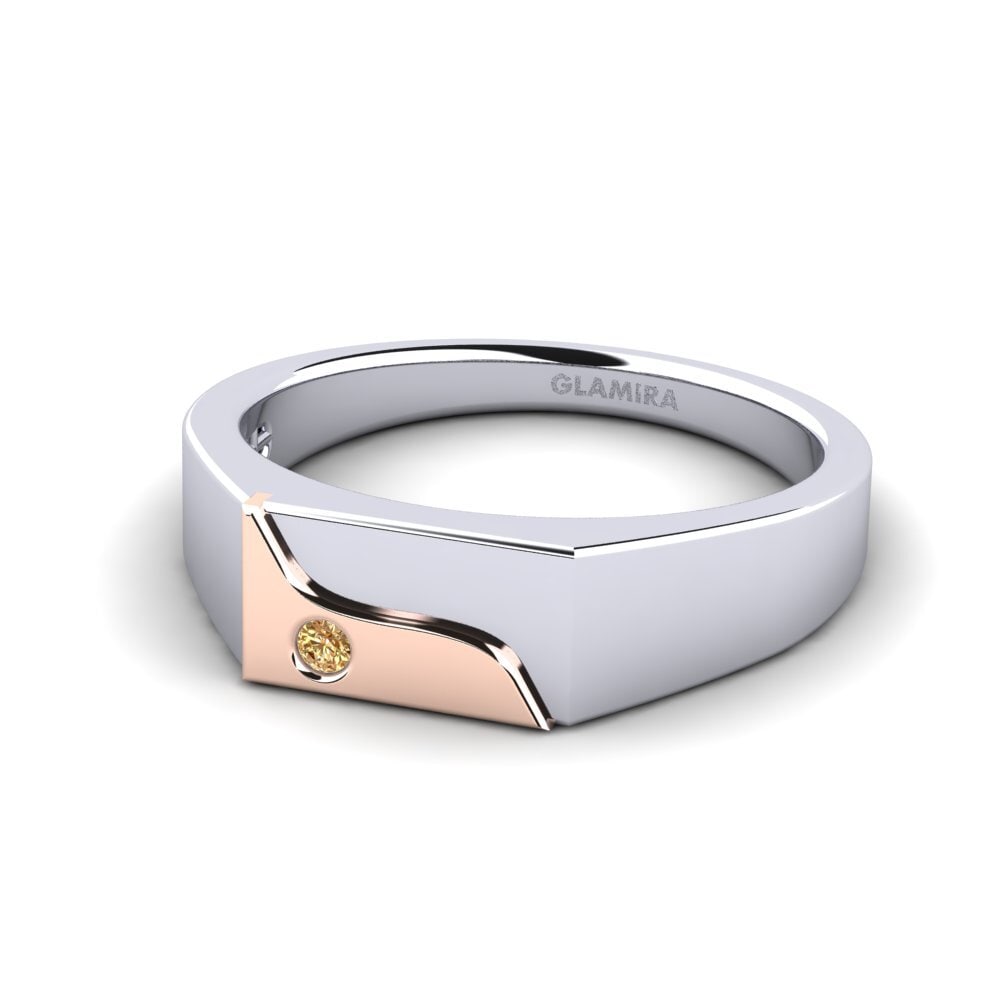Oro Bianco & Rosso 375 Diamante Marrone Anello da uomo Ardito